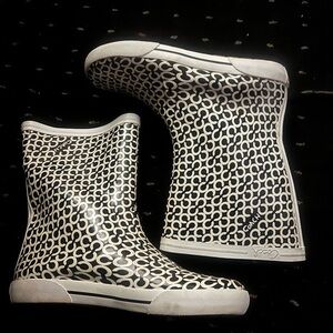 Coach Monogram Black and White Rain Boots